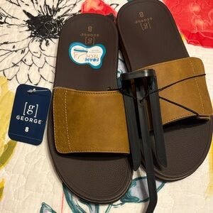 George Men's Tan Slide Sandals